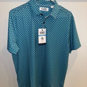 Original Penguin Men's Teal Geometric Polo